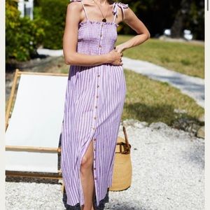 Emerson Fry Santiago Sun Dress XS/S Lavendula Stripe  Purple White